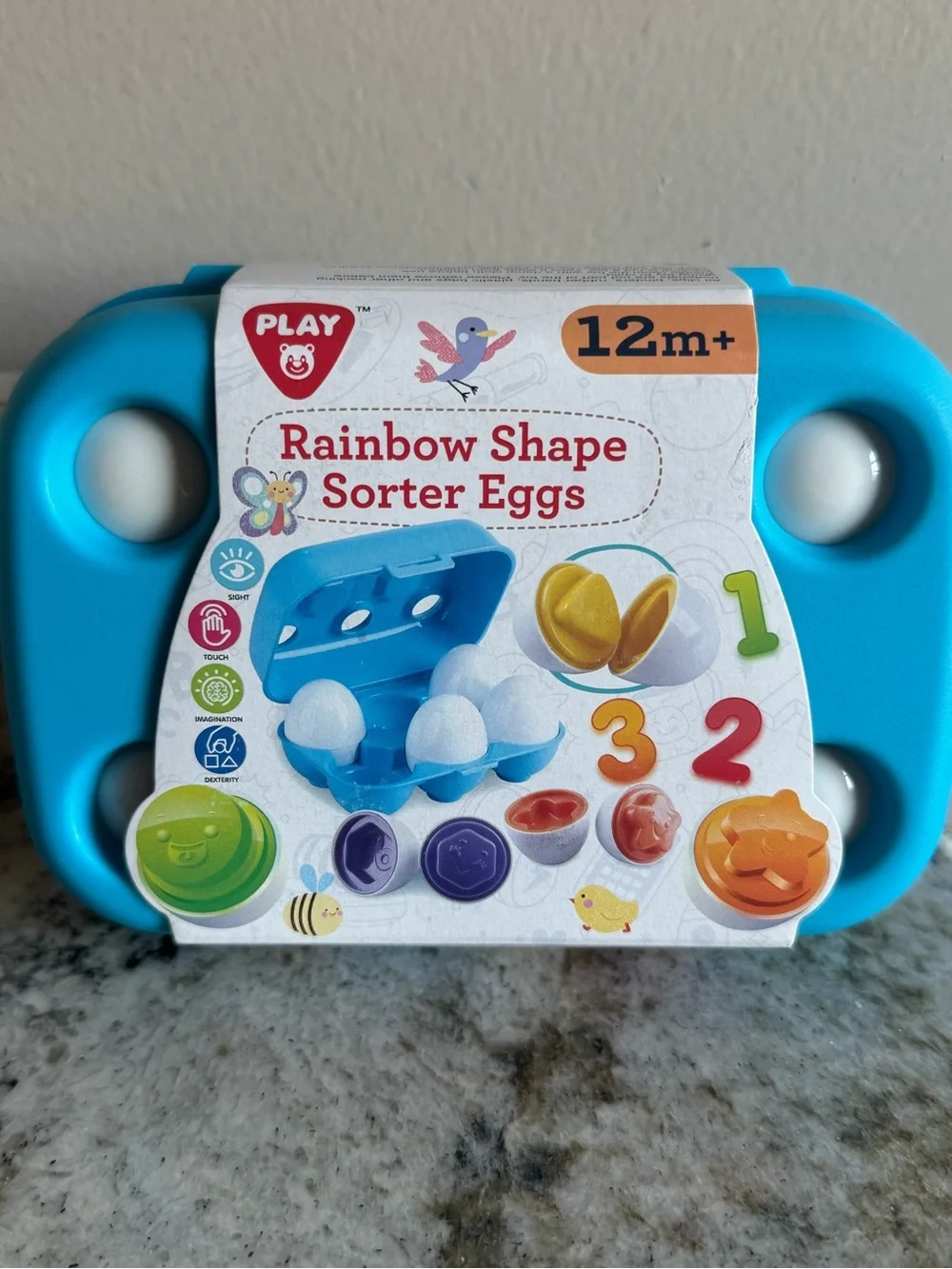 Play Rainbow Shape Sorter Eggs Toy Set 13 Pieces 12m+ Blue Case